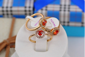 Кільце Xuping Jewelry дитяче з круглим червоним камнем р 14 золотисте