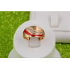 Кільце Xuping Jewelry широке гладке з червоною смугою р 16 золотисте