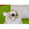 Кільце Xuping Jewelry чорний фіаніт з боків білі камені р 16 золотисте
