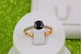 Кільце Xuping Jewelry чорний фіаніт з боків білі камені р 16 золотисте