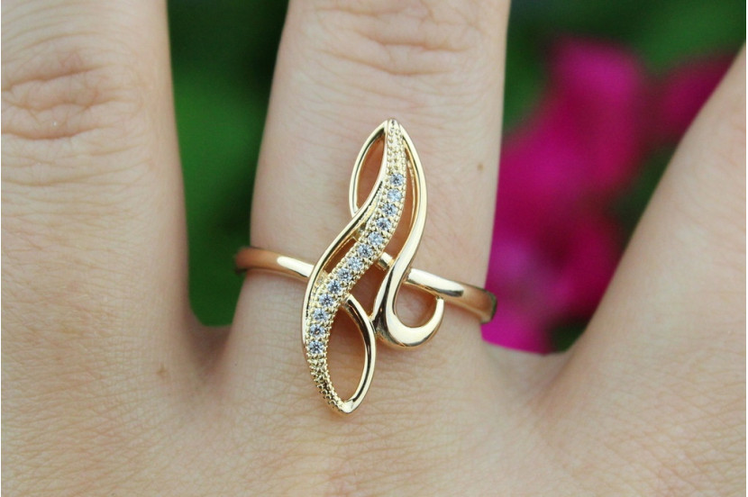 Кільце Xuping Jewelry перстень витий з камінням р 16 золотисте