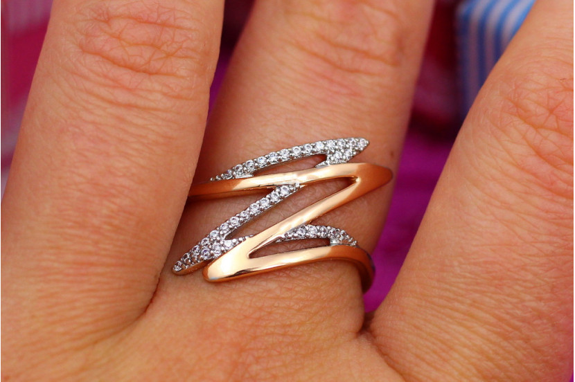 Кільце Xuping Jewelry з родієм блискавка р 17 золотисте