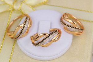 Кільце Xuping Jewelry з чорними і білими дрібними фіанітами р 16