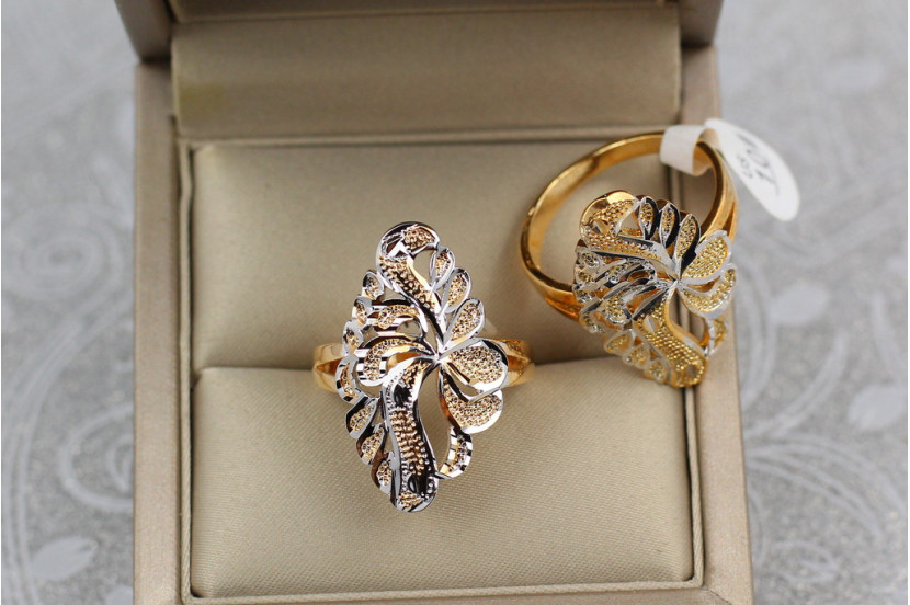 Кільце Xuping Jewelry перстень з родієм ромб з листя р 16 золотисте