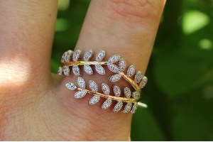 Кільце Xuping Jewelry з родієм гілка на дві доріжки р19 золотисте