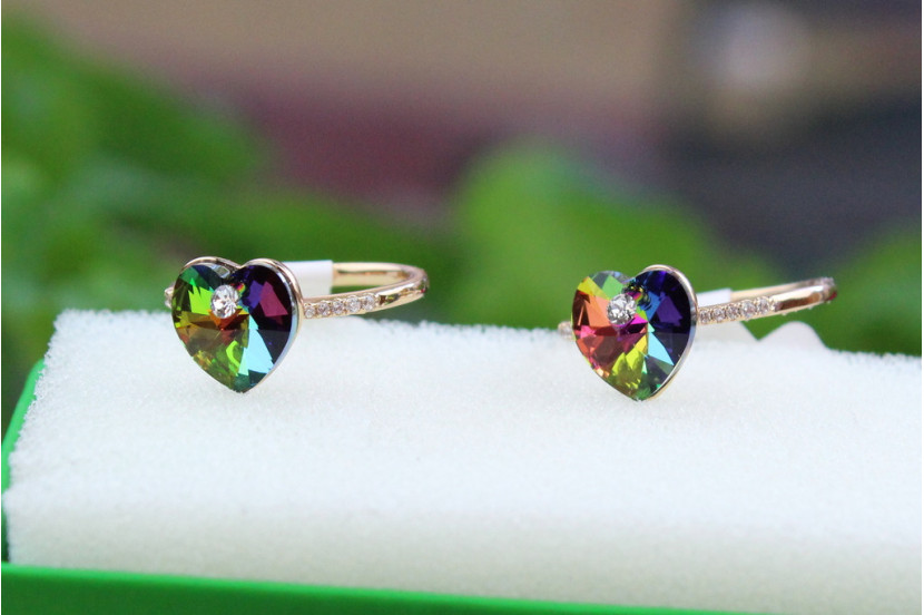 Кільце Xuping Jewelry сердечко Сваровскі зелене хамелеон р 16 золотисте