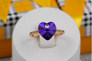 Кільце Xuping Jewelry серце Сваровські синє р16 золотисте