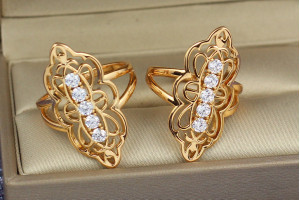 Кільце Xuping Jewelry перстень ажурний з п'ятьма камінцями р 16 золотисте