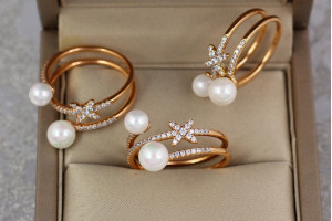 Кільце Xuping Jewelry дві планети з двома жемчужинами р 16 золотисте