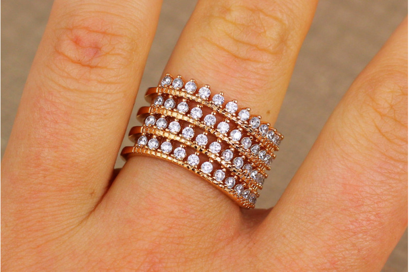 Кільце Xuping Jewelry чотири кільця з камінням р 17 золотисте