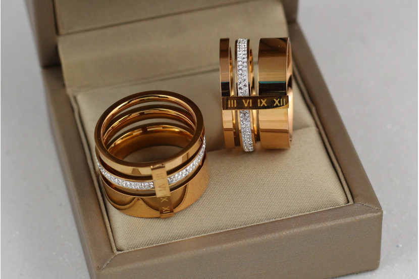 Кільце Xuping Jewelry потрійне з римськими цифрами р 16 золотисте