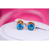 Сережки гвоздики Xuping Jewelry з блакитним каменем чотири кріплення 7 мм золотисті
