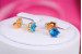 Сережки гвоздики Xuping Jewelry з блакитним каменем шість кріплень 6 мм золотисті