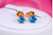 Сережки гвоздики Xuping Jewelry з блакитним каменем шість кріплень 6 мм золотисті