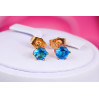 Сережки гвоздики Xuping Jewelry з блакитним каменем шість кріплень 6 мм золотисті