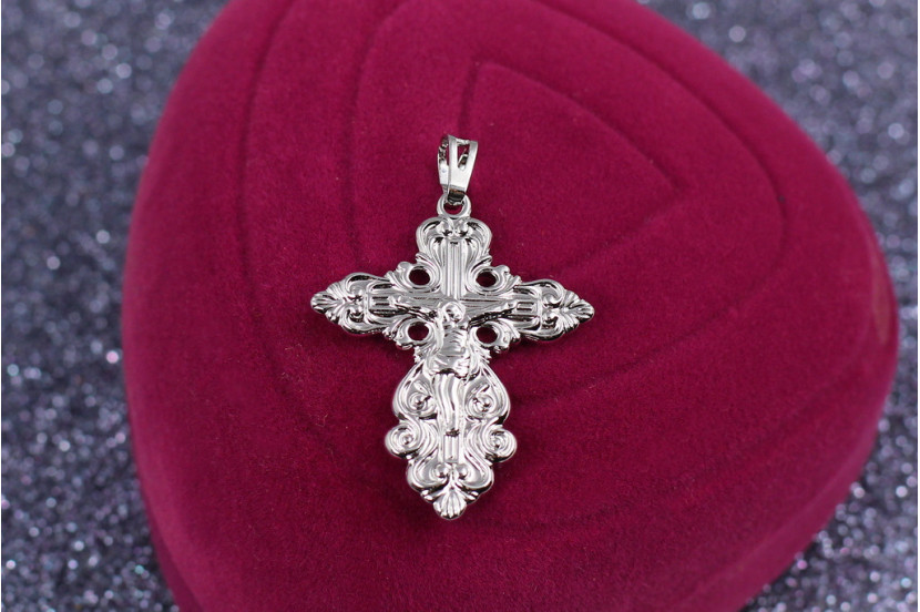 Хрестик Xuping Jewelry каплевидний 3 см сріблястий