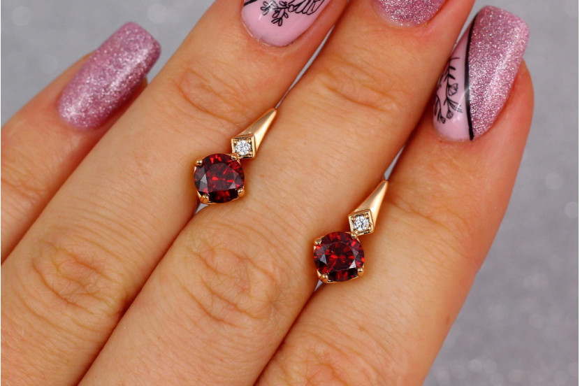 Сережки Xuping Jewelry бурулька з червоними каменями 1.5 см золотисті