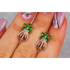 Сережки Xuping Jewelry ананасики з зеленими каменями 1.7 см золотисті
