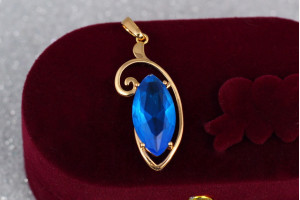 Кулон Xuping Jewelry маркіз із блакитним камнем 3 см золотистий