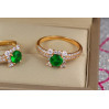 Кільце Xuping Jewelry з зеленим каменем у квадраті з білих каменів р 16 золотисте