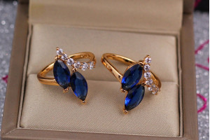 Кільце Xuping Jewelry з двома синіми маркізами р 17 золотисте.