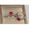 Кільце Xuping Jewelry з червоним каменем на ніжці з двох доріжок з камінчиками р 17 сріблясте