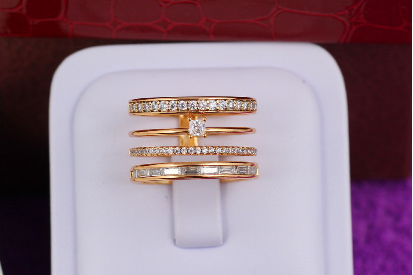 Кільце Xuping Jewelry чотири кільця р 15 золотисте