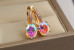 Сережки Xuping Jewelry хамелеони овальні восьмигранники вушко з камінчиками 2 см золотисті