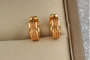 Сережки Xuping Jewelry кільця сіточка 1 см золотисті