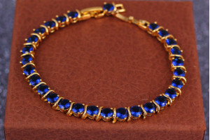 Браслет Xuping Jewelry іскри салюту із синіми каменями 17.5 см 5 мм золотистий