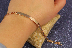 Браслет Xuping Jewelry Фігаро з пластиною 19.5 см 5 мм золотистий
