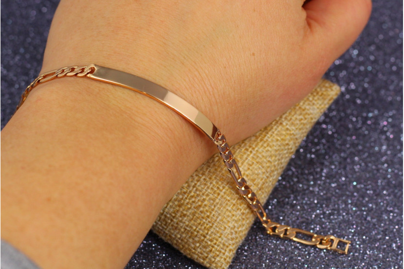 Браслет Xuping Jewelry фігаро з пластиною 19.5 см 5 мм золотистий