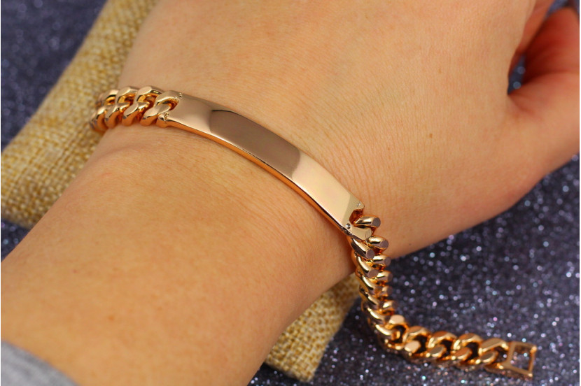 Браслет Xuping Jewelry панцирний з пластиною 19.5 см 8 мм золотистий