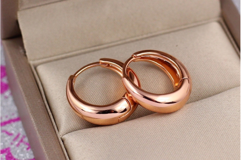 Сережки Xuping Jewelry кільця у формі краплі до верху завужені 2,1 см золотисті