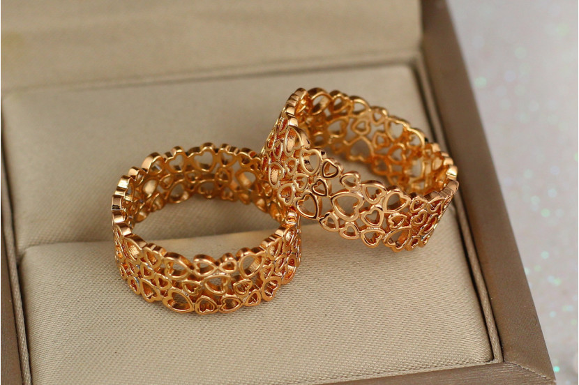Кільце Xuping Jewelry плетене з сердечок р 16 золотисте