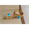 Кільце Xuping Jewelry хвилі з блакитним каменем р 20 золотисте