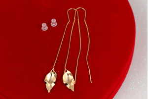 Сережки протяжки Xuping Jewelry листочки 8.5 см золоті