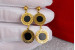 Сережки гвоздики Xuping Jewelry два кола з чорною серединкою 3.5 см лимонні