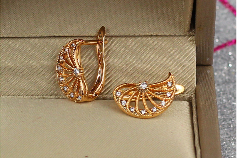Сережки Xuping Jewelry апельсинові часточки 1.5 см золотисті