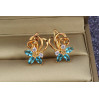 Сережки Xuping Jewelry вихор з блакитними каменями 1,8 см  золотисті