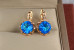 Сережки Xuping Jewelry блакитні восьмигранники 1.8 см золотисті