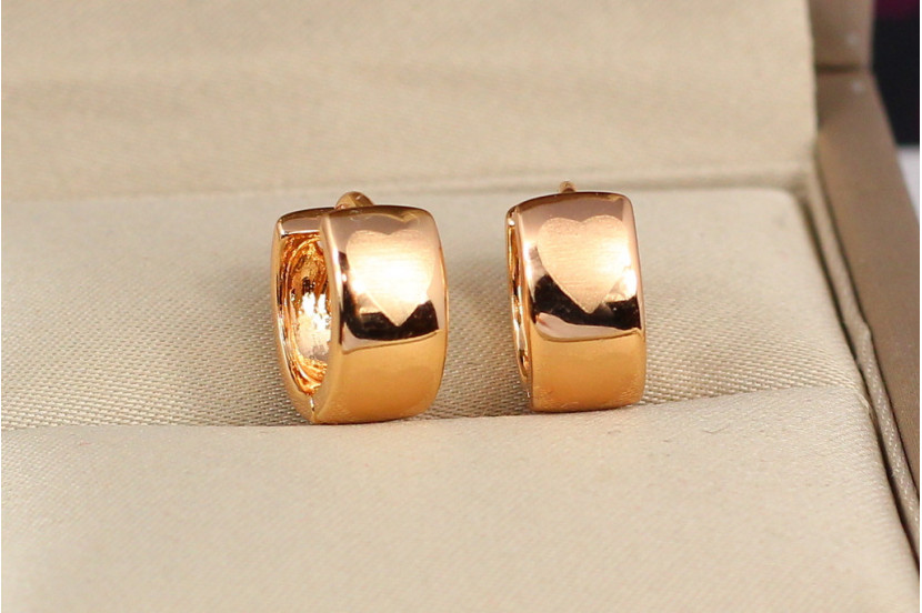 Сережки Xuping Jewelry широкі колечки крокреневе серце 1,2 см золотисті