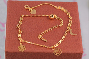 Браслет Xuping Jewelry на ногу Сніжинка роза місяць 25 см домішка ланцюга 4 см золотистий