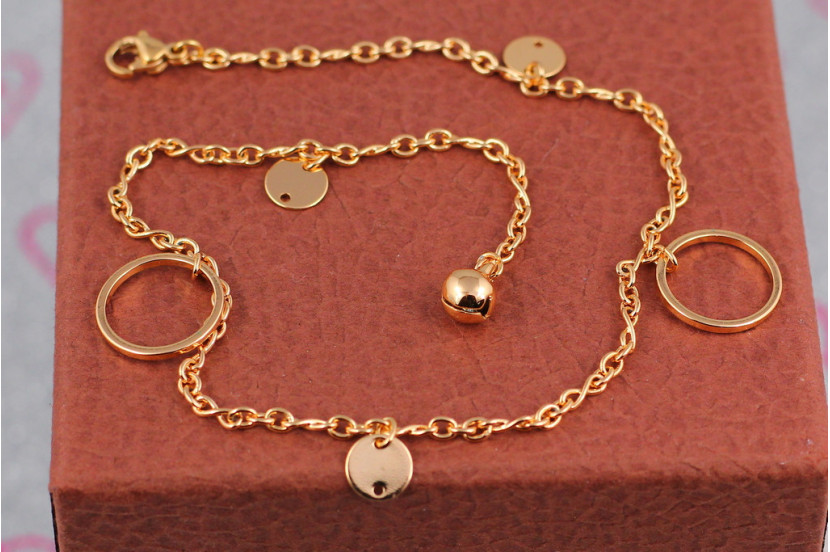 Браслет Xuping Jewelry на ногу великі та малі кола 27 см золотистий