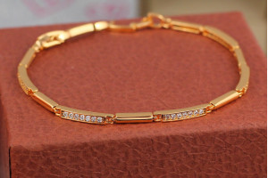 Браслет Xuping Jewelry витонченість доріжка з фіанітами без 19 см 3 мм золотистий