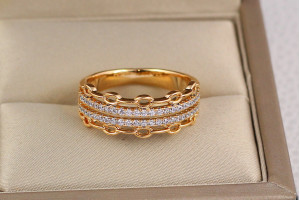 Кільце Xuping Jewelry дві доріжки з краями цепочкою р 19 золотисте