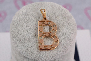 Кулон Xuping Jewelry літера В з ромбічним візерунком 2,7 см золотистий