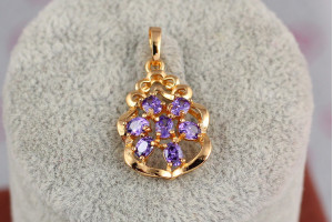 Кулон Xuping Jewelry петриківка з фіолетовим камінням 2,3 см золотистий