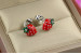 Сережки гвоздик Xuping Jewelry полуничка червона 1 см сріблясті