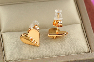Сережки гвоздики Xuping Jewelry серце 1,3 см золотисті